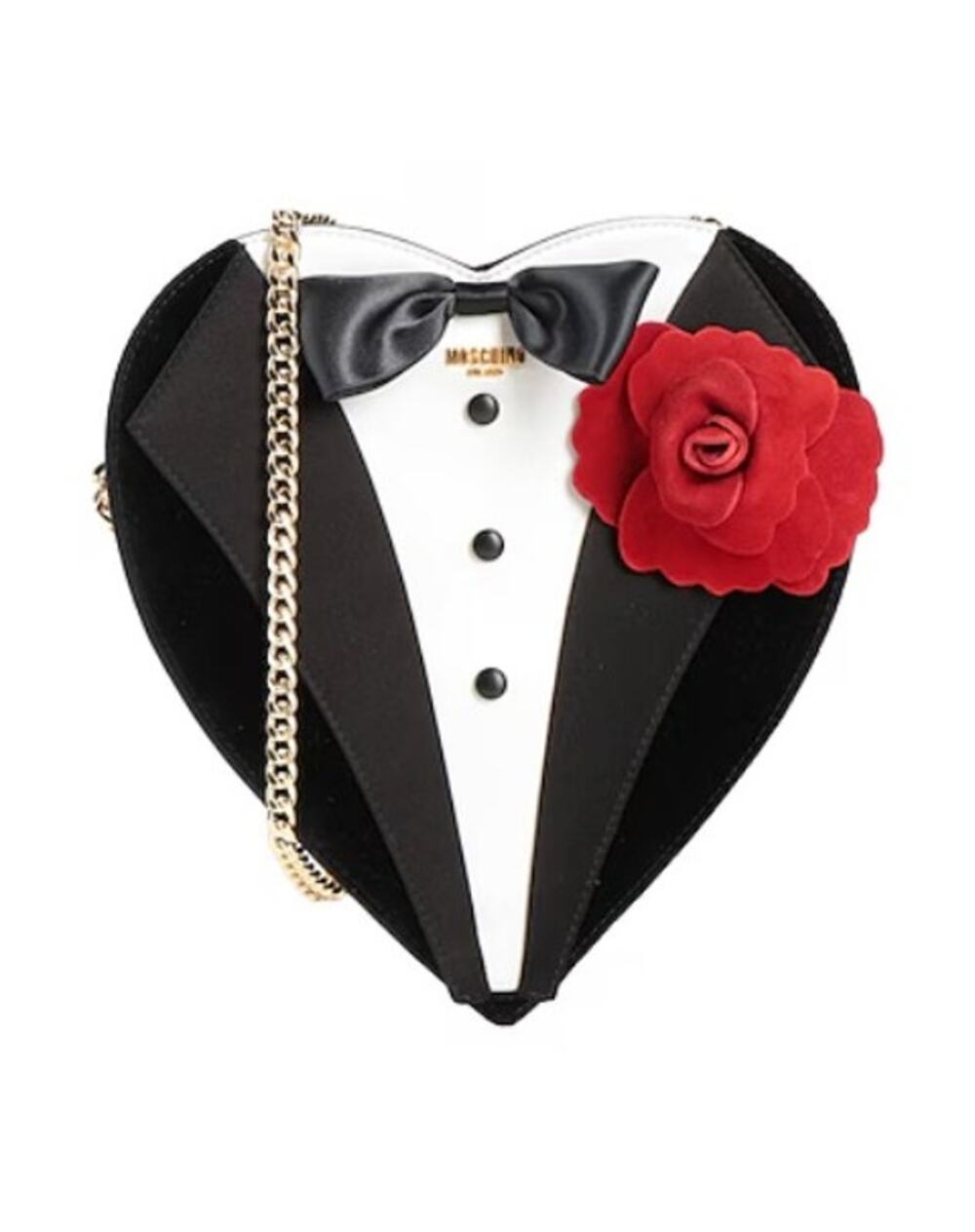 AW22 MOSCHINO Couture Jeremy Scott Black Tuxedo Groom Bow Tie Heart Shaped Bag